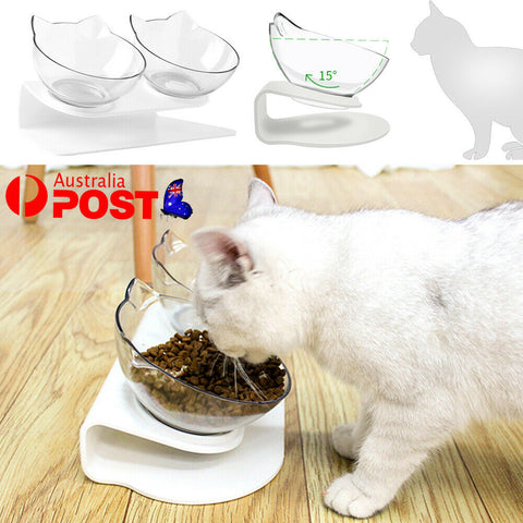 Double Elevated Pet Bowl Cat Dog Feeder Food Water Raised Lifted Stand Holder AU