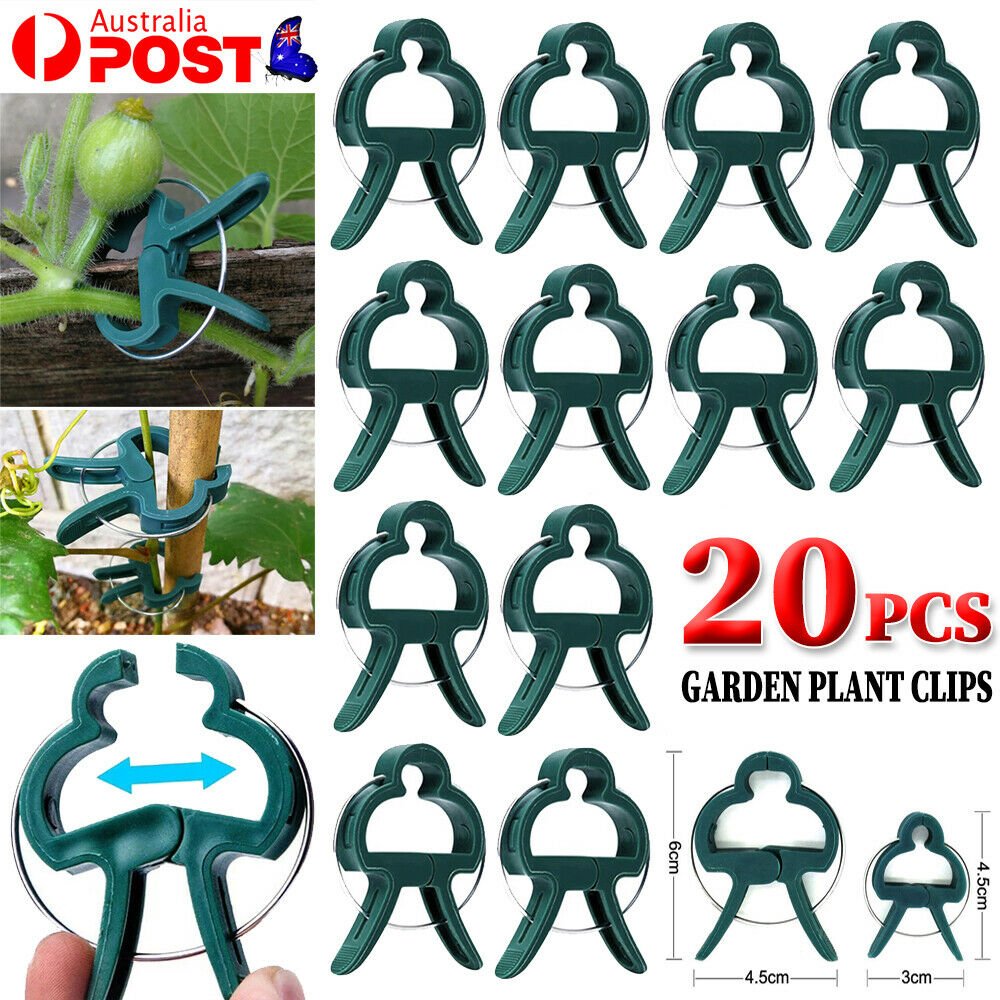 20x Garden Plant Clips Tomato Tie Stem Orchid Support Weatherproof Grow Training