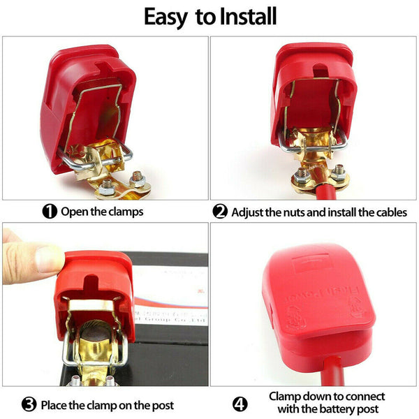 Quick Disconnect Release Brass Battery Terminals Clamp Connectors Cover Top Post