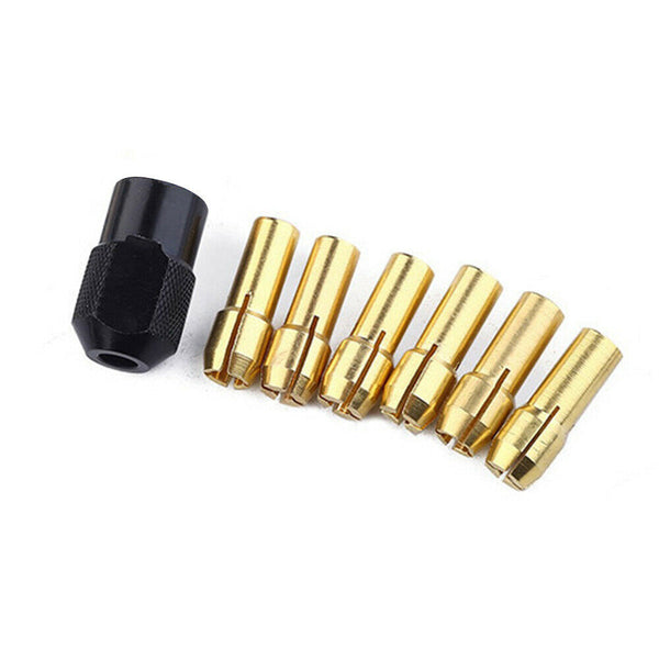 7Pc Brass Collet Black Nut Drill Chuck Tool Set For Electric Grinder Accessories