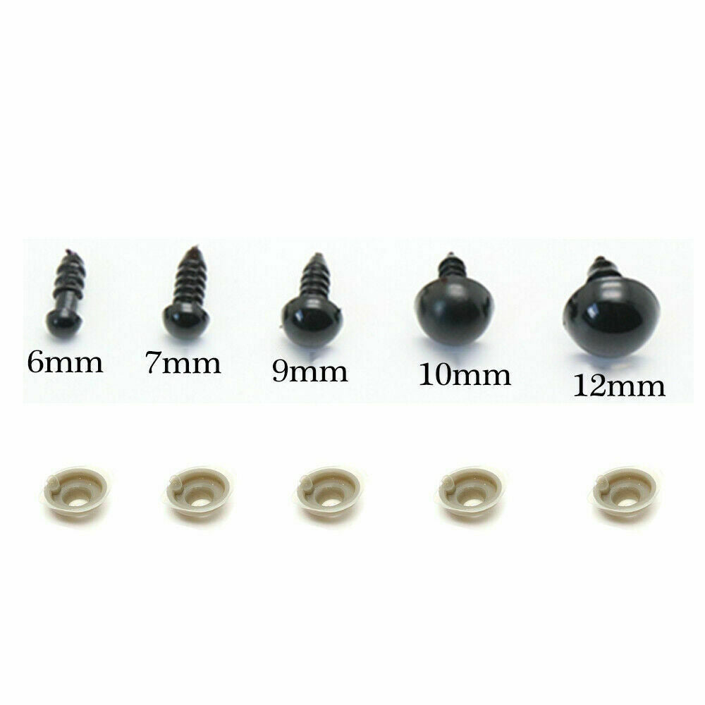 100/200PCS Plastic Safety Eyes For Teddy Bear Doll Toy Animal Felting DIY 6-12mm