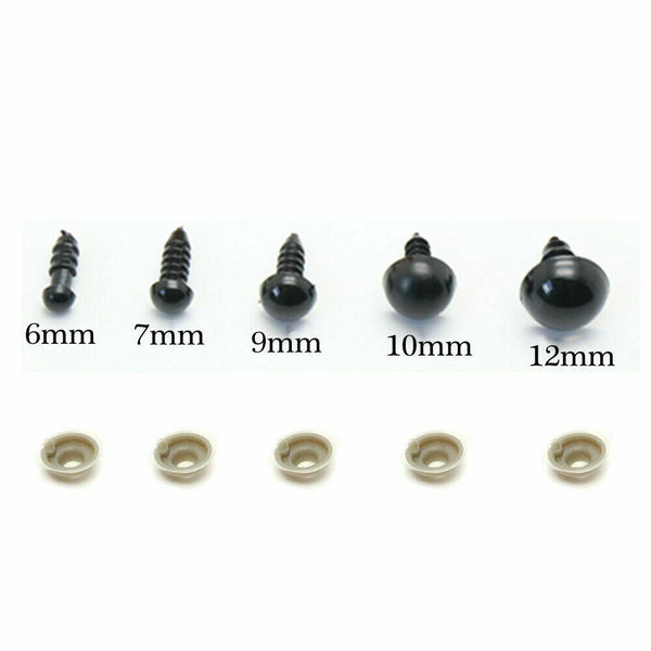 100/200PCS Plastic Safety Eyes For Teddy Bear Doll Toy Animal Felting DIY 6-12mm