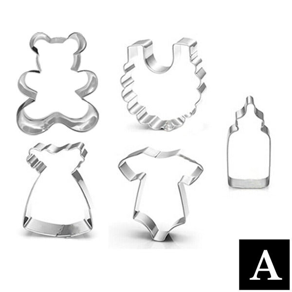 5Pcs Dough Cuts Baby Shower Cookie Cutter Set Boy Girl Premium Stainless Steel