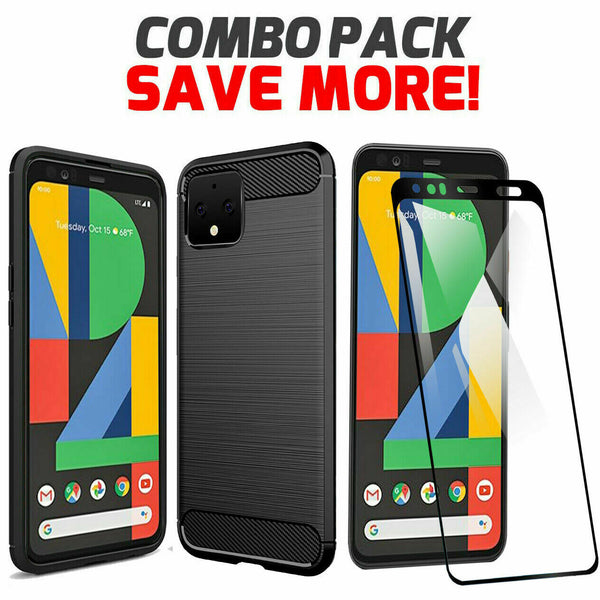 For Google Pixel 4 4XL Silicone Carbon Shockproof Case Anti Knock Bumper Cover