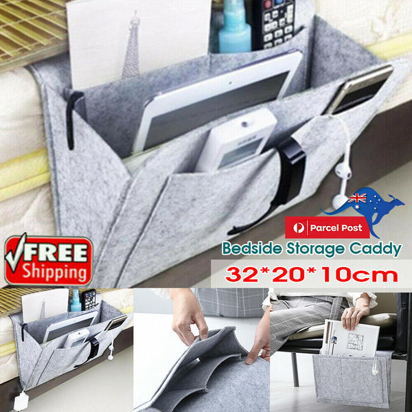 Bedside Storage Caddy Hanging Bag Felt Sofa Organizer Pocket Book Holder Home AU