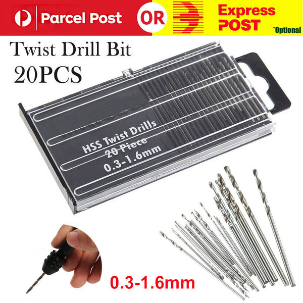 20 Twist Drill Bits Hand Drill Precision Pin HSS Woodworking Hand Drill Set Mini