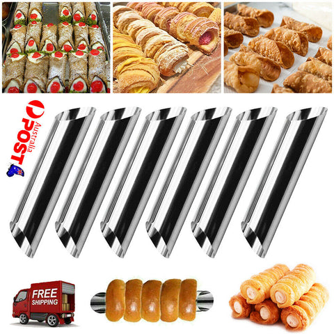 6pcs Stainless Steel Cannoli Tubes Cream Shells Roll Moulds Pasty Baking Tube