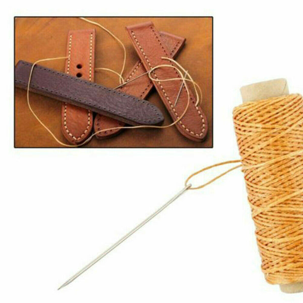 14pcs Leather Craft Punch Stitching Carving Sewing Tool Thread Awl Thimble kit