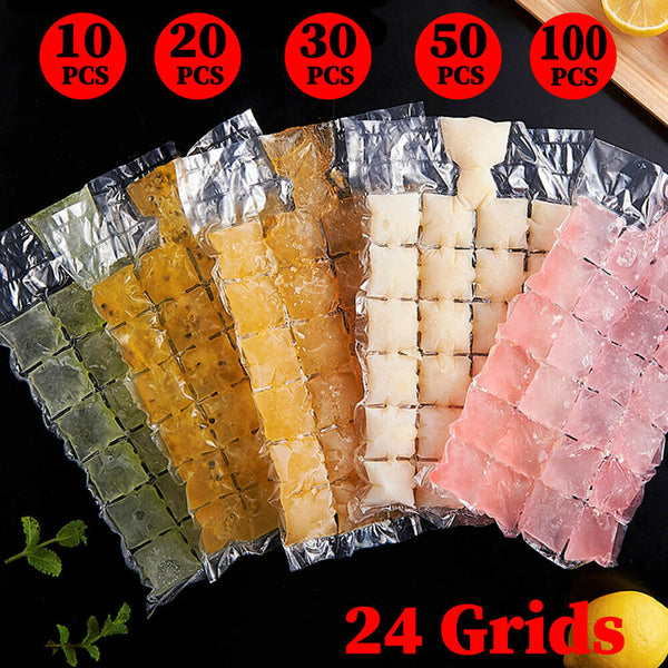 10~100x Disposable Ice Cube Bags Freezer Plastic BBQ Party Cubes Maker Tray Bulk