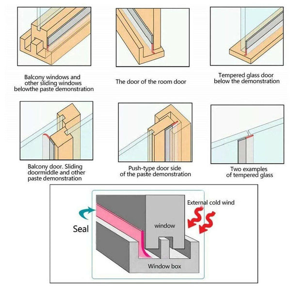 1 Meter Weather Seal Window Silicone Sealing Strip Door Stripping Self Adhesive