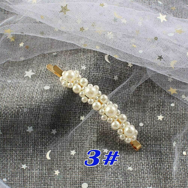 Popular Women Pearl Hair Clip Snap Barrette Stick Hairpin Hair Accessories Gift