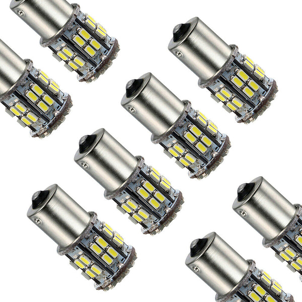 2x BA15S 50 SMD LED - BRIGHT WHITE 1156 Brake Reverse Light Bulb Globe Lamp 12V