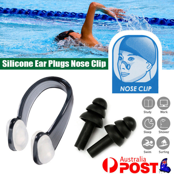 Soft Silicone Ear Plug Nose Clip Set For Unisex Adult/Kids Swimming Diving Train