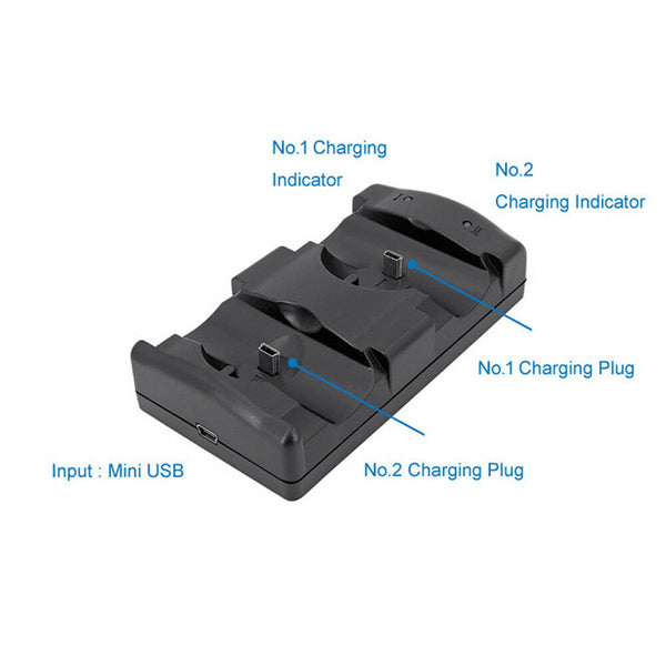 PS3 Controller Dual Charger Dock Stand+USB Cable For Sony PlayStation 3 PS MOVE