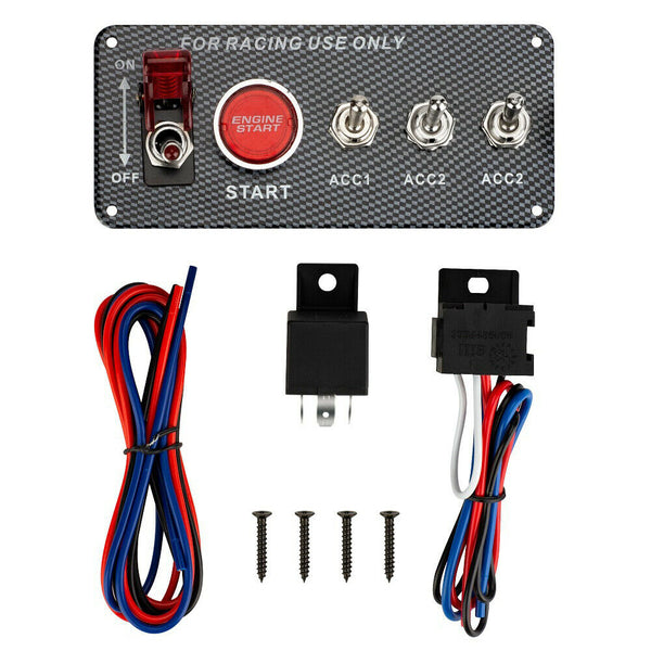 5 in 1 Ignition Engine LED Push Starter Panel Racing Toggle Switch Button 12V