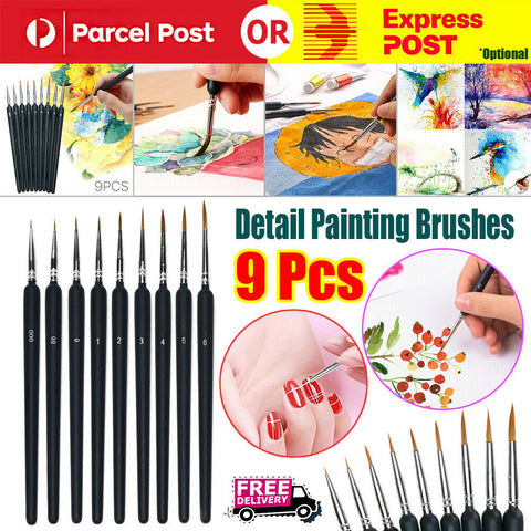 9 Pcs Pro Extra Fine Detail Watercolour Painting Acrylic Miniature Paint Brushes