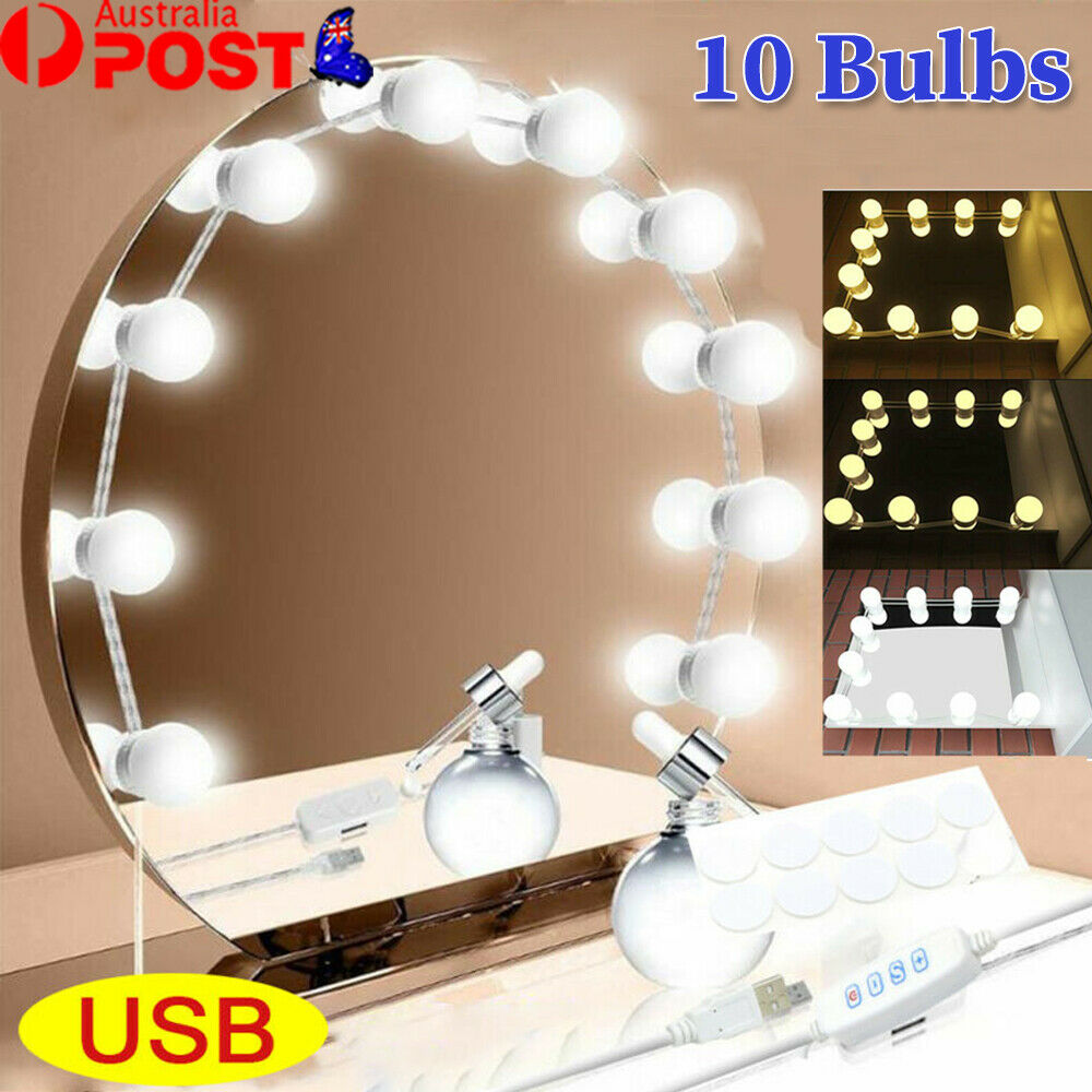 10Bulbs Dimmable Make Up Mirror Light Kit Vanity Light Makeup USB Lamp Hollywood