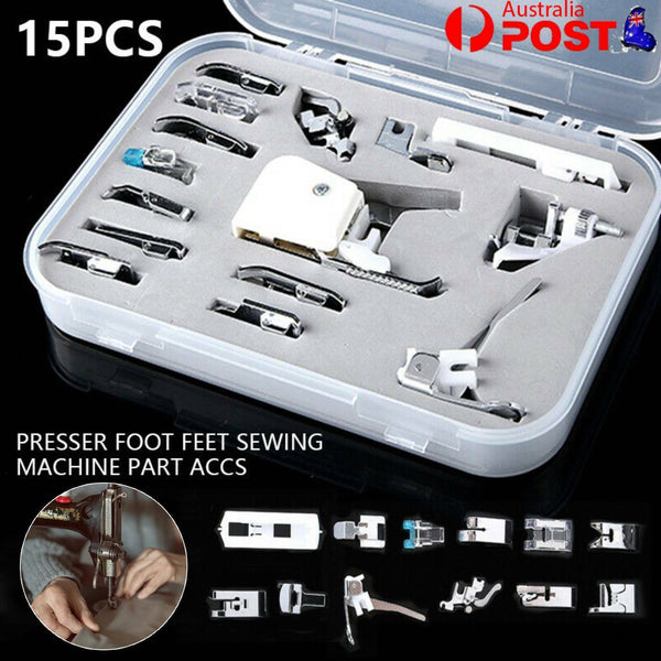 15X Side Cutter Overlock Presser Foot Rolled Hem Sewing Machine Kit For Brother