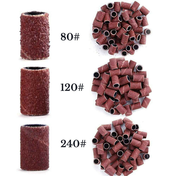 100PCS Nail Sanding Bands 80 120 240 for Electric Drill Machines Filing Bits