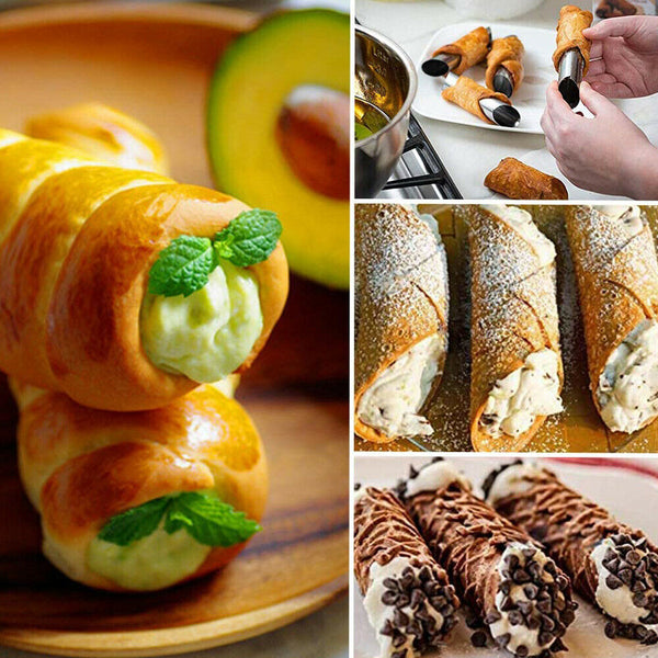 6pcs Stainless Steel Cannoli Tubes Cream Shells Roll Moulds Pasty Baking Tube