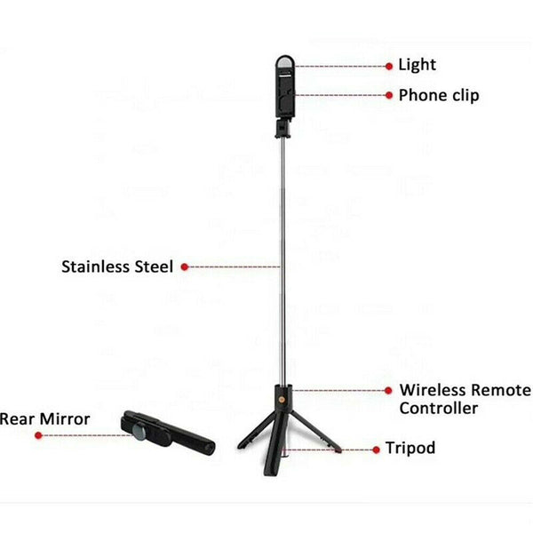 4 in 1 Selfie Stick Bluetooth Tripod With LED Light For Iphone /Samsung