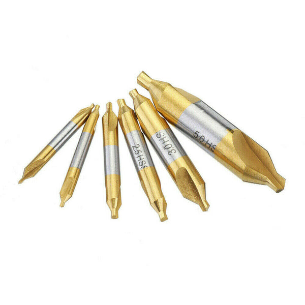 6pc 1-12mm High Speed Steel Center Drill Bits Set Countersinks 60° Combined Kit