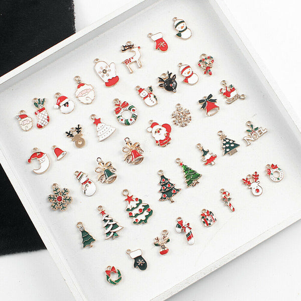 38Pcs Alloy Enamel Mixed Christmas Charms Pendant Decor Craft DIY Making Jewelry