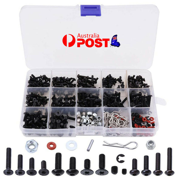 500Pcs Repair Tool and Screws Box Set for SCx10 TRX4 1/10 HSP RC WHP8LS1D M3 M4