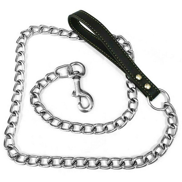 Metal Chain Dog Lead With Handle Long Strong Control Leash Heavy Duty 0.2*120cm