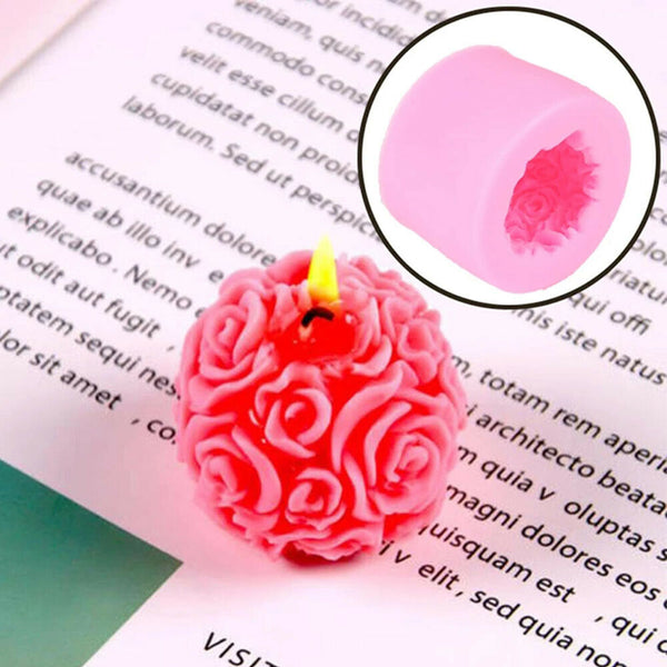 3D Silicone Candle Mold Rose Ball Aromatherapy Candle Soap Mould Craft Baking