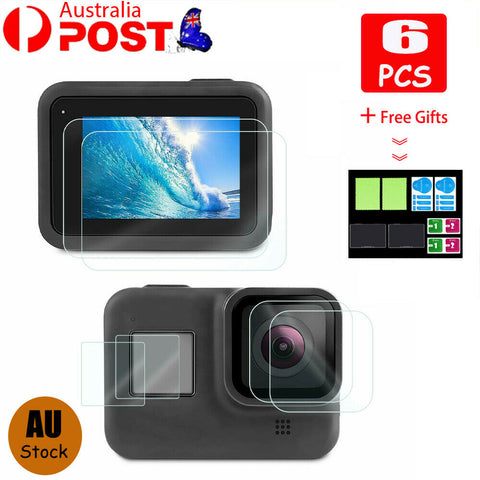 For Gopro Hero 8 Black 6Pcs Tempered Glass Screen Protector Sport Camera Film AU