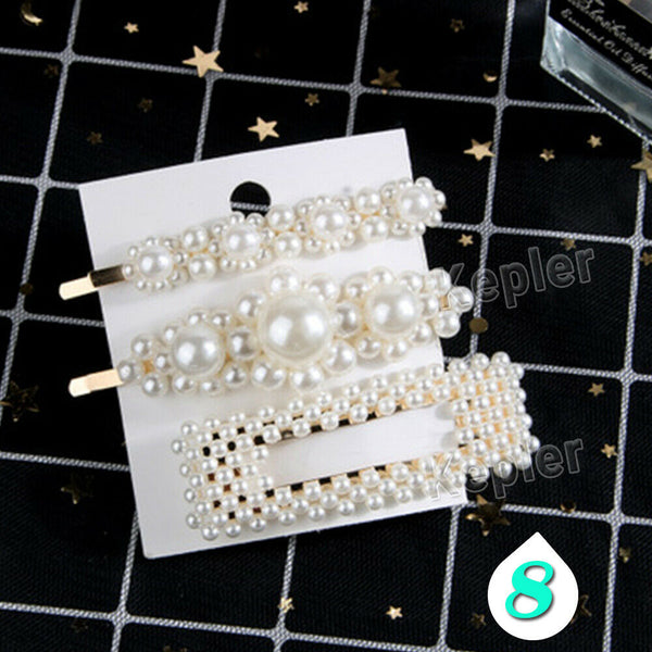 Popular Women Pearl Hair Clip Snap Barrette Stick Hairpin Hair Accessories Gift