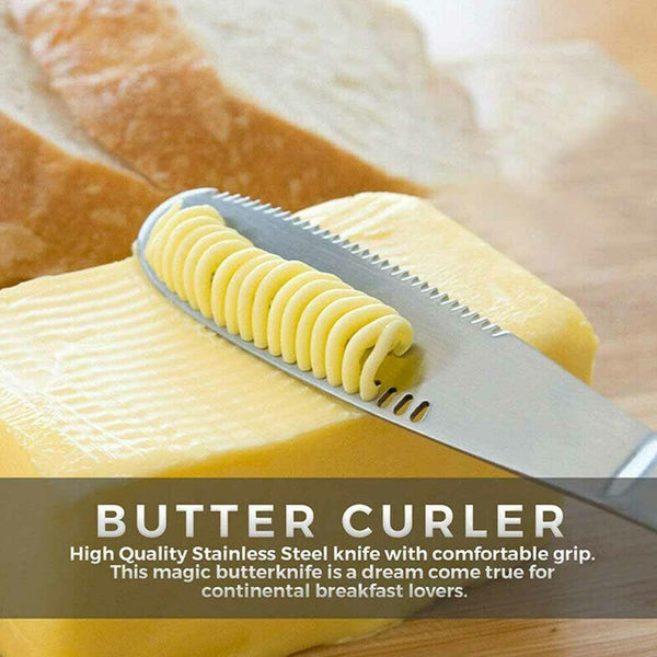 Stainless Steel Butter Spreader Knife - Easy Spread Cold Hard Butte Cheese 3in1