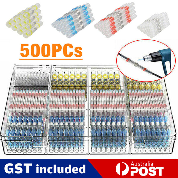 500x Waterproof Solder Seal Sleeve Heat Shrink Butt Wire Connector Terminal Tube