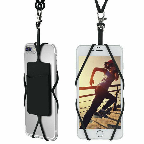 Neck Lanyard Strap Cell Phone ID Card Holder Fits 4"-6.2" Universal Silicone