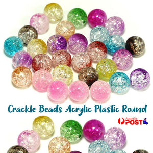 60Pcs Crackle Beads Acrylic Plastic Round Mixed Crackled Jewellery Making 8MM