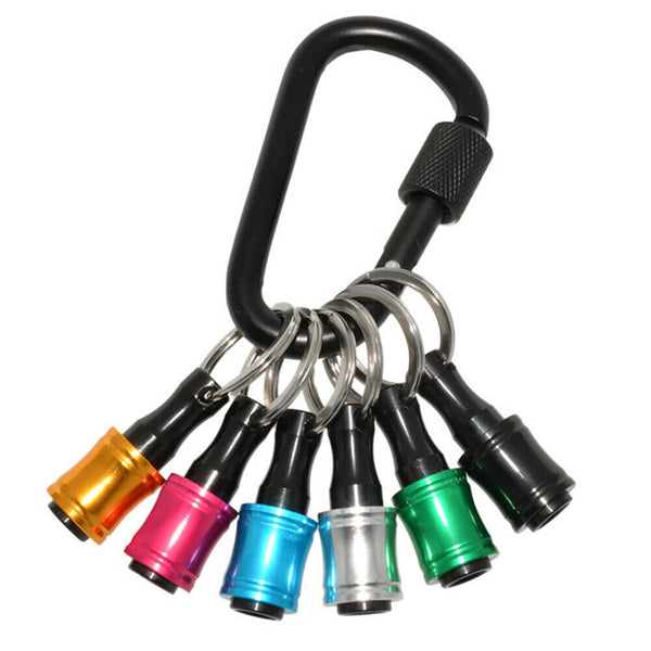 6Pc 1/4" Hex Shank Quick Release Keychain Screwdriver Drill Bit Holder Extension