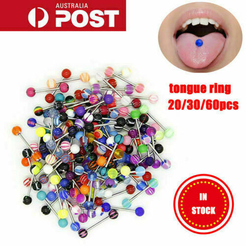 30/60pcs Mixed Color Tongue Ring Piercing Jewellery Tounge Different Barbell Bar