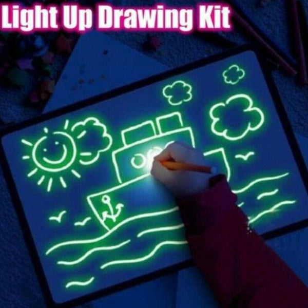 A3 A4 A5 Drawing Board Light Up Draw Sketchpad Board Kids Developing Toys + Pen