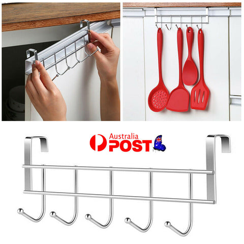 Over the Door 5 Hooks Home Bathroom Organizer Rack Clothes Coat Hat Towel Hanger