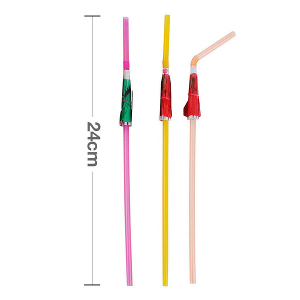 Cocktail Umbrella Drinking Straws Parasol Tropical Party Club Beverage Straws