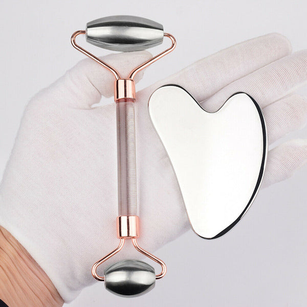 Stainless Steel Gua Sha Massager Facial Scraper Eye Roller Shaping Massage Tool