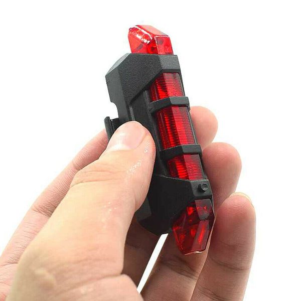 Tail Rechargeable USB Bike 5 LED Light Cycling Warning Safety Bicycle Rear Light