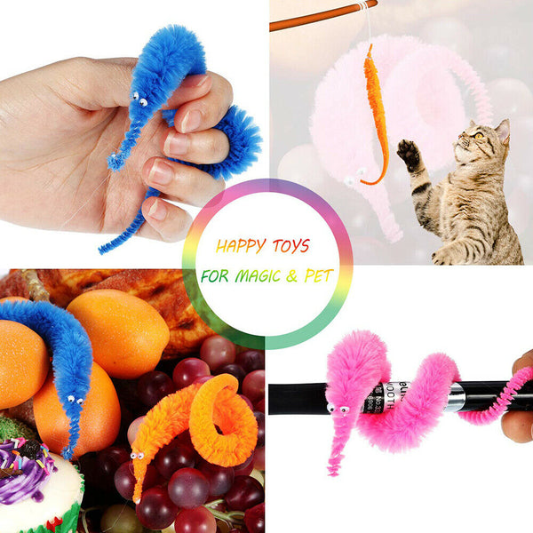 20Pcs Magic Trick Twist Wiggly Worm Furry Teaser Party Toy Gift-AU POST