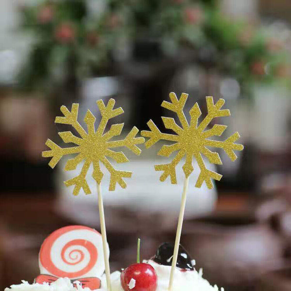 Blue Silver Snowflake Cake Decoration Frozen Birthday Party Girl Christmas 10pcs