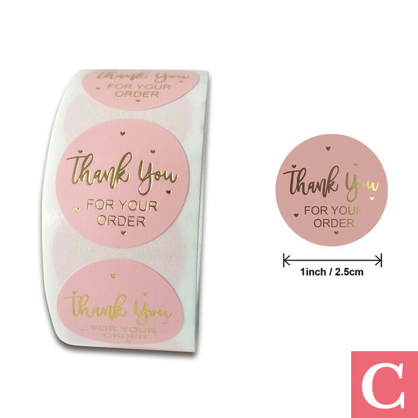 500Pcs/roll Thank You Stickers Wedding Flower Baking Handmade Adhesive Label Diy