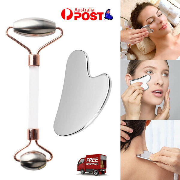 Stainless Steel Gua Sha Massager Facial Scraper Eye Roller Shaping Massage Tool