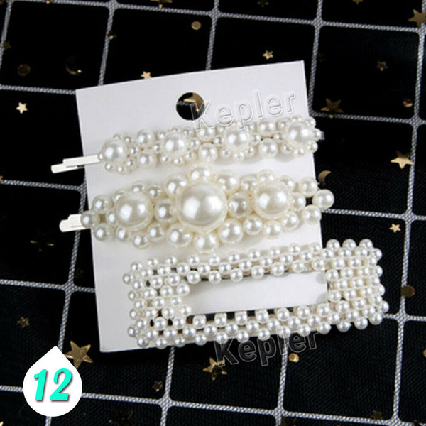 Popular Women Pearl Hair Clip Snap Barrette Stick Hairpin Hair Accessories Gift