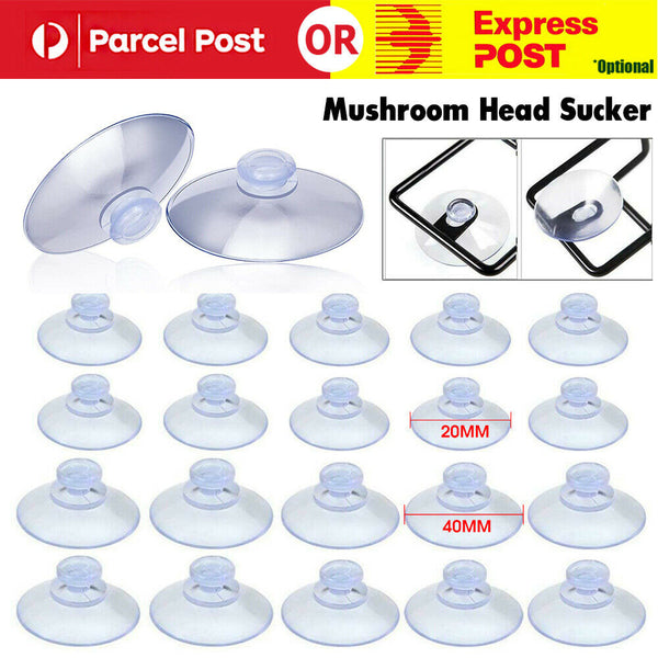 20PC Clear Suction Cups Mushroom Head Plastic Sucker Pads Kitchen Window Suckers