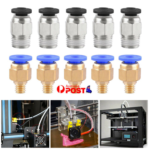 Straight 3D Printer Fitting Push to Connect PC4-M10 + PC4-M6 Quick Fitting 10Pcs